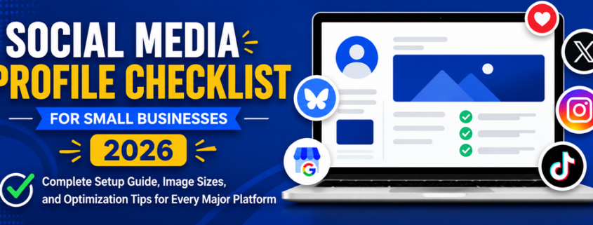 Social Media Profile Checklist for Small Businesses including profile setup tips image sizes and optimization recommendations